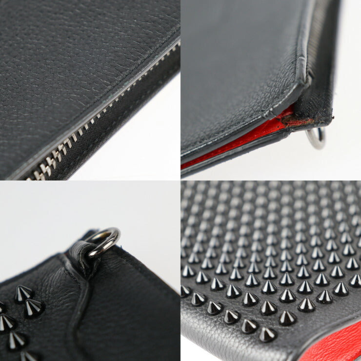 Christian Louboutin クリスチャンルブタン SKYPOUCH スカイポーチ ショルダーバッグ 1185130 カーフレザー ブラック レッド 2WAY セカンドバッグ クラッチバッグ スパイクスタッズ