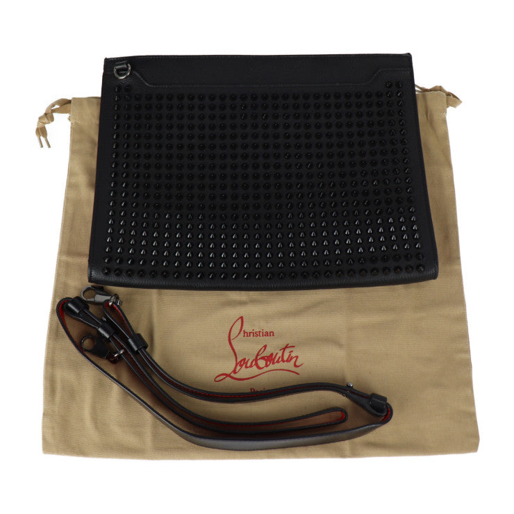 Christian Louboutin クリスチャンルブタン SKYPOUCH スカイポーチ ショルダーバッグ 1185130 カーフレザー ブラック レッド 2WAY セカンドバッグ クラッチバッグ スパイクスタッズ