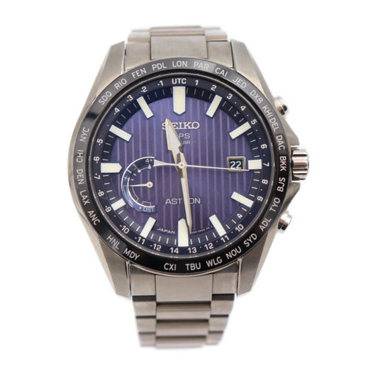 美品 SEIKO セイコー ASTRON アストロン 腕時計 SBXB159 ステンレススチール セラミック シルバー ブルー文字盤 GPS ソーラー電波 8X22-0AL0