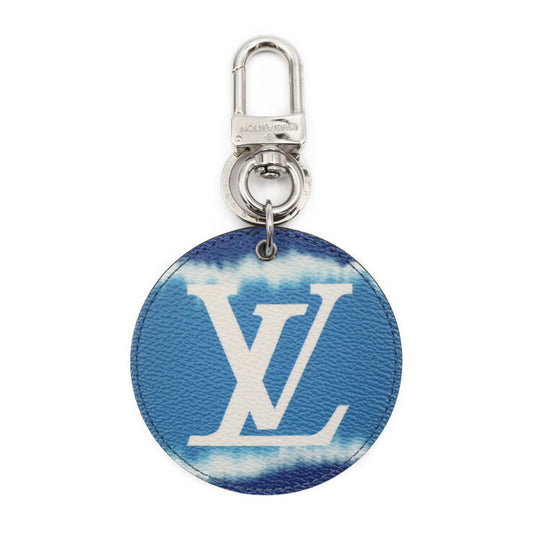 超美品 LOUIS VUITTON ルイ ヴィトン ポルトクレ イリュストレ LVエスカル キーホルダー M69272 モノグラム オーバーレイ ブルー系 ホワイト シルバー金具 キーリング バッグチャーム ビトン