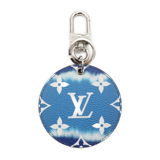超美品 LOUIS VUITTON ルイ ヴィトン ポルトクレ イリュストレ LVエスカル キーホルダー M69272 モノグラム オーバーレイ ブルー系 ホワイト シルバー金具 キーリング バッグチャーム ビトン