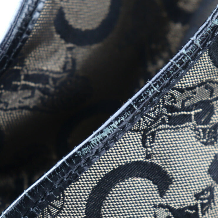 美品 CELINE セリーヌ ビタースウィート Cサルキー ハンドバッグ - キャンバス クロコ型押しレザー ブロンズ ブラック ゴールド金具 トートバッグ ショルダーバッグ ショッピングバッグ