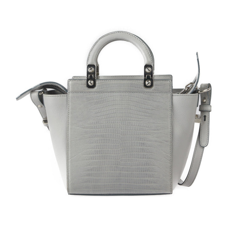 GIVENCHY ジバンシィ HDG ハンドバッグ - レザー リザード型押しレザー グレー シルバー金具 2WAY ショルダーバッグ トートバッグ