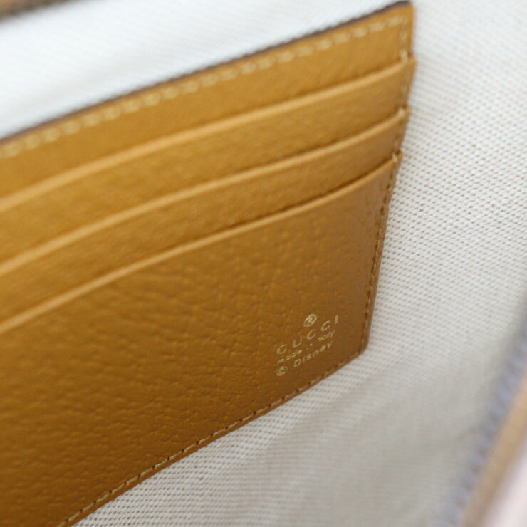 新品未使用展示品 GUCCI グッチ ディズニーコラボ ミッキー ミニGGスプリーム セカンドバッグ 602552 PVC レザー ブラウン系 ゴールド金具 クラッチバッグ ポーチ