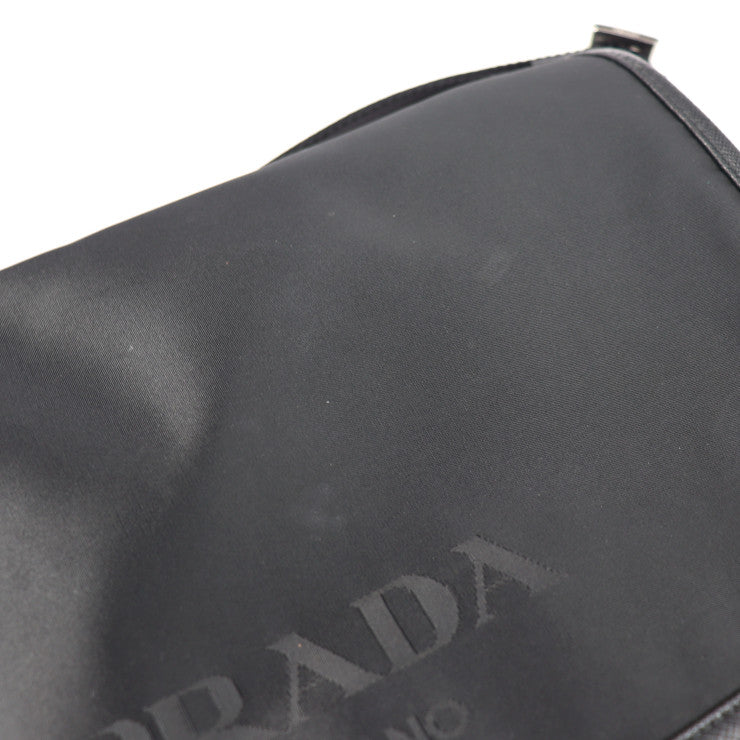 美品 PRADA プラダ メッセンジャーバッグ ショルダーバッグ 2VD951 ナイロン ブラック レザー シルバー金具 メッセンジャー