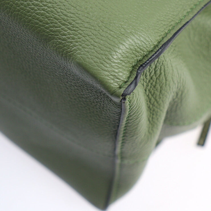 美品 LOEWE ロエベ クッショントート スモール トートバッグ 309 12AA93 カーフレザー オリーブグリーン系 ショルダーバッグ