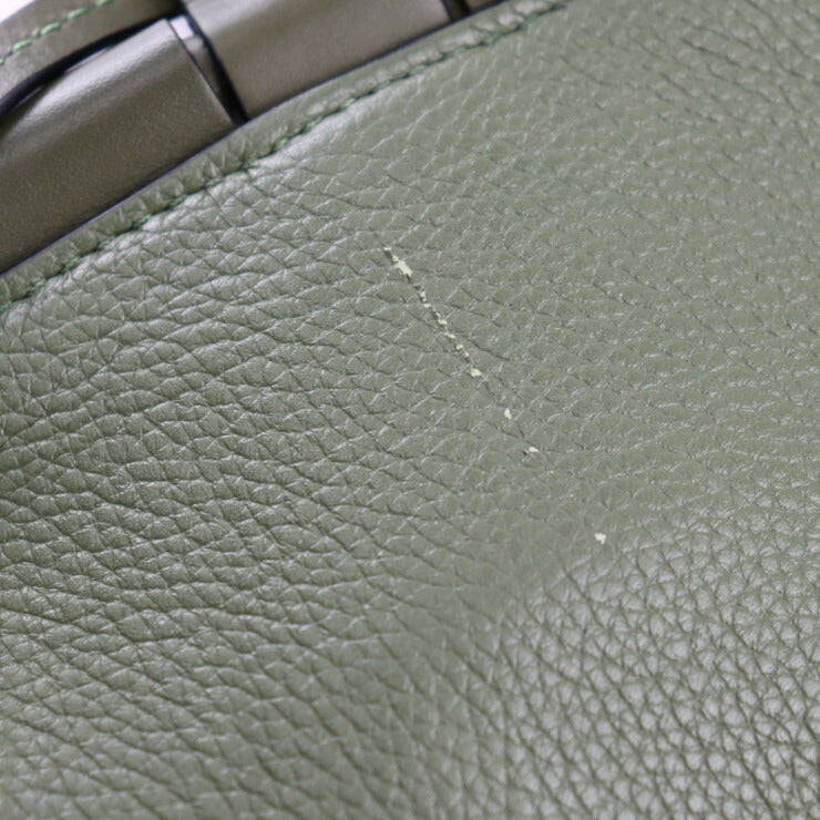 美品 LOEWE ロエベ クッショントート スモール トートバッグ 309 12AA93 カーフレザー オリーブグリーン系 ショルダーバッグ