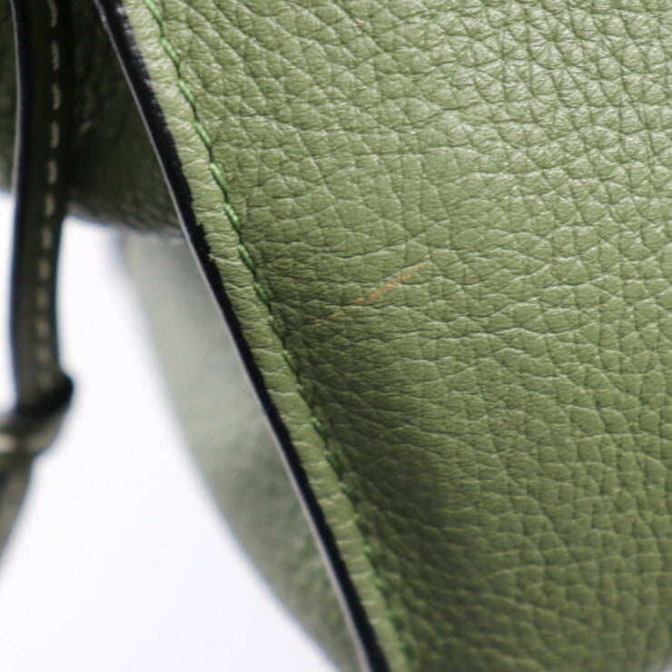 美品 LOEWE ロエベ クッショントート スモール トートバッグ 309 12AA93 カーフレザー オリーブグリーン系 ショルダーバッグ