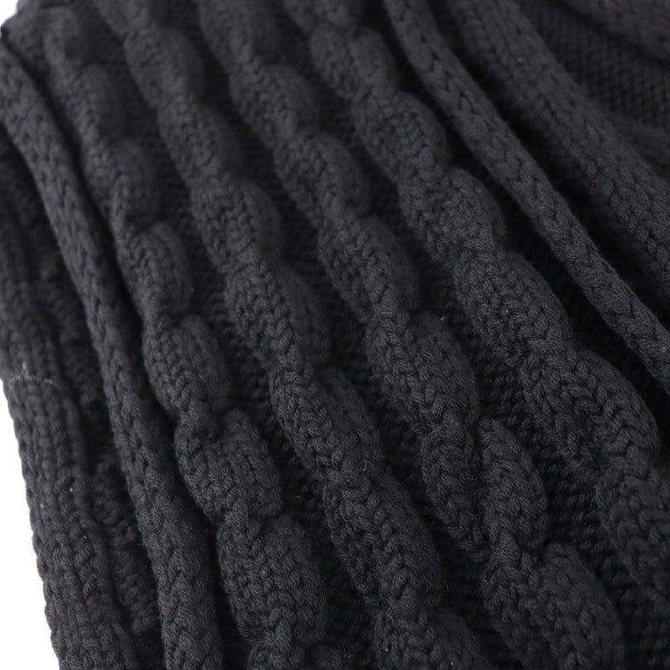 美品 GUCCI グッチ インターロッキングG マフラー - ウール100％ ブラック ケーブル編み フリンジ