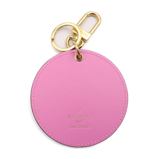 美品 LOUIS VUITTON ルイ ヴィトン ポルト クレ イリュストレ ヴェルニ キーホルダー M00621 モノグラムヴェルニ レザー ブルー系 ピンク系 ゴールド金具 キーリング バッグチャーム ビトン