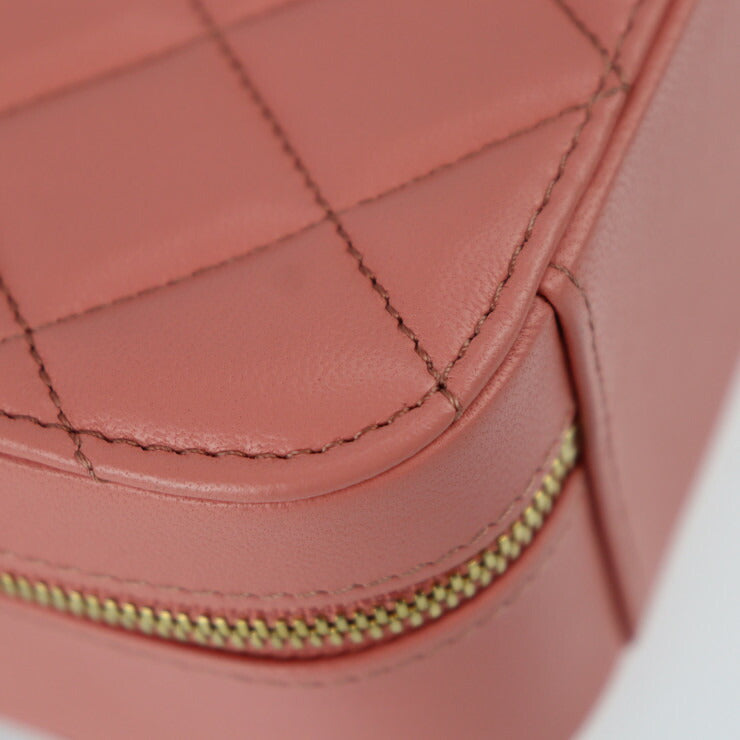 美品 CHANEL シャネル スモール バニティ マトラッセ ショルダーバッグ AS3318 レザー ピンク系 ゴールド金具 トップハンドル ヴァニティー ケース ココマーク チェーン 2WAY ハンドバッグ ラウンドファスナー