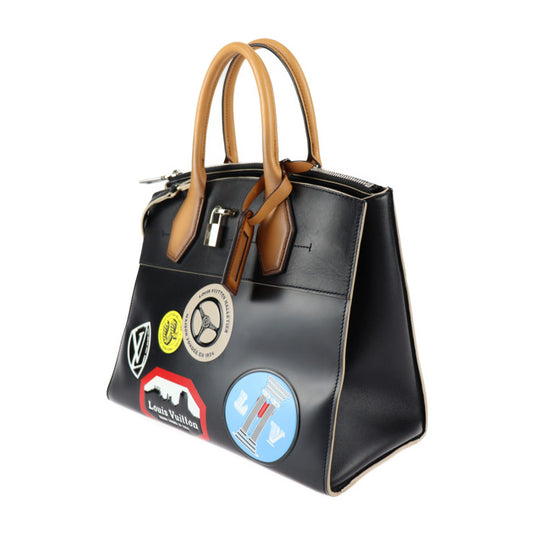 LOUIS VUITTON ルイ ヴィトン シティ スティーマー MM ワールドツアー コレクション ハンドバッグ M43080 レザー ブラック マルチカラー シルバー金具 2WAY ショルダーバッグ ビトン