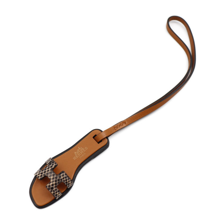 新品未使用展示品 HERMES エルメス ORAN NANO オラン ナノ その他小物 080149CA リザード ヴォーバトラー バッシュハンター オンブレ ナチュラルサブレ ブラック サンダルモチーフ バッグチャーム