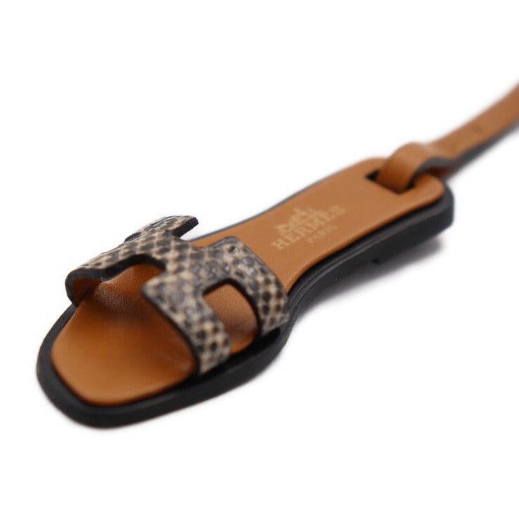 新品未使用展示品 HERMES エルメス ORAN NANO オラン ナノ その他小物 080149CA リザード ヴォーバトラー バッシュハンター オンブレ ナチュラルサブレ ブラック サンダルモチーフ バッグチャーム
