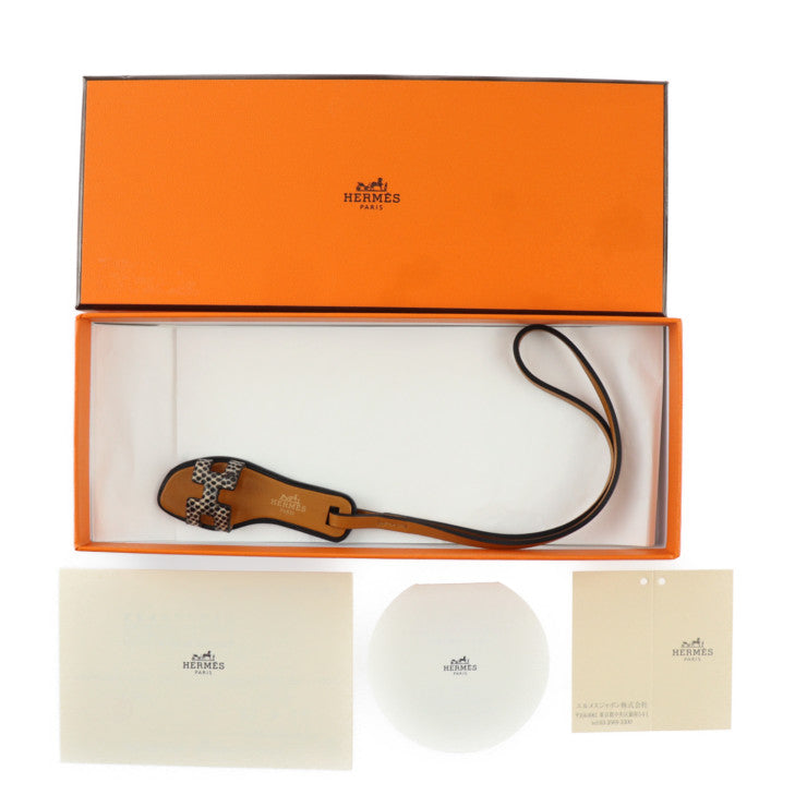 新品未使用展示品 HERMES エルメス ORAN NANO オラン ナノ その他小物 080149CA リザード ヴォーバトラー バッシュハンター オンブレ ナチュラルサブレ ブラック サンダルモチーフ バッグチャーム