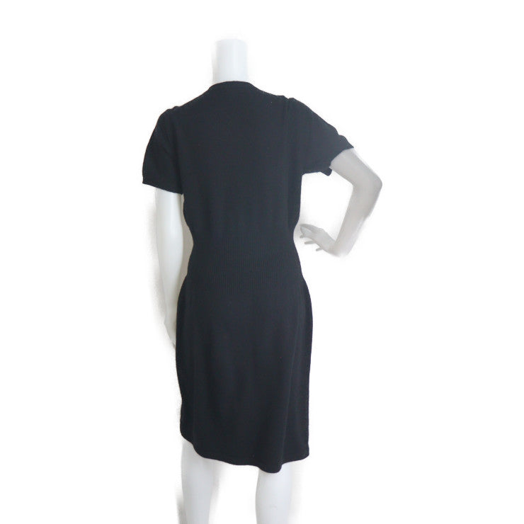 美品 LOUIS VUITTON ルイ ヴィトン アパレル ワンピース RW152A F8KD15OJW 表記サイズ L カシミヤ 100％ ブラック ニット 半袖 メタル飾り付き