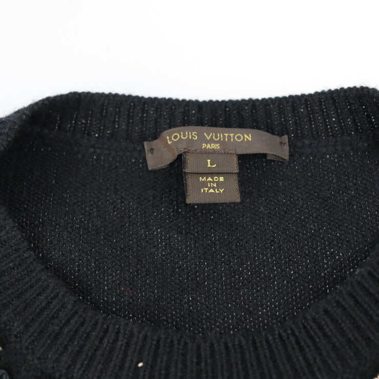 美品 LOUIS VUITTON ルイ ヴィトン アパレル ワンピース RW152A F8KD15OJW 表記サイズ L カシミヤ 100％ ブラック ニット 半袖 メタル飾り付き