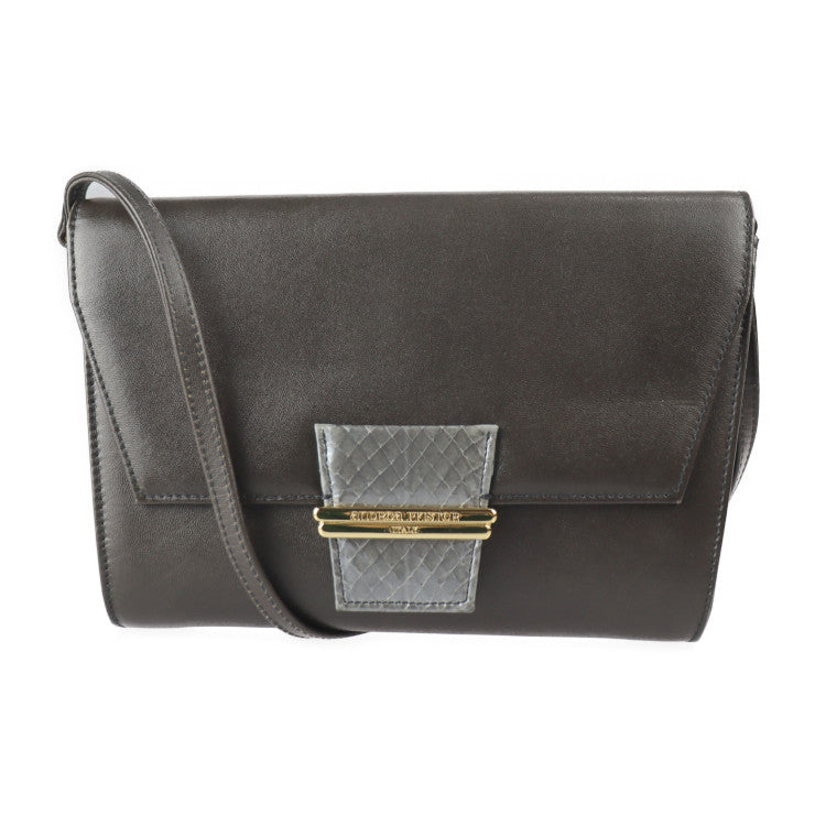 Beautiful ANDREA PFISTER bag shoulder bag DGY 26-350 leather python dark gray brown gray gold hardware 2WAY clutch bag
