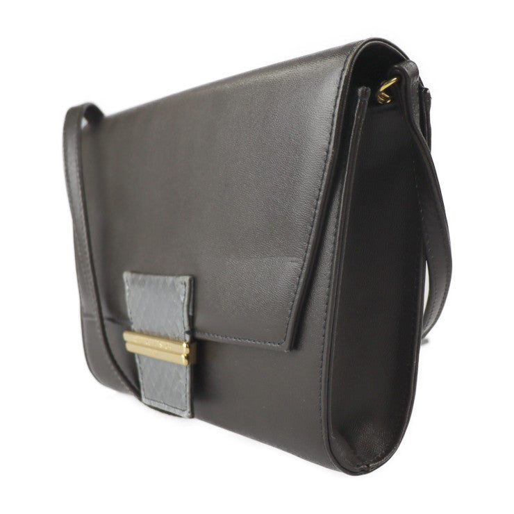 Beautiful ANDREA PFISTER bag shoulder bag DGY 26-350 leather python dark gray brown gray gold hardware 2WAY clutch bag