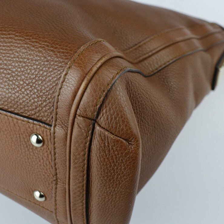 GUCCI グッチ バンブー ショルダーバッグ 269947 レザー ブラウン系 ゴールド金具 編込み ワンショルダー タッセル