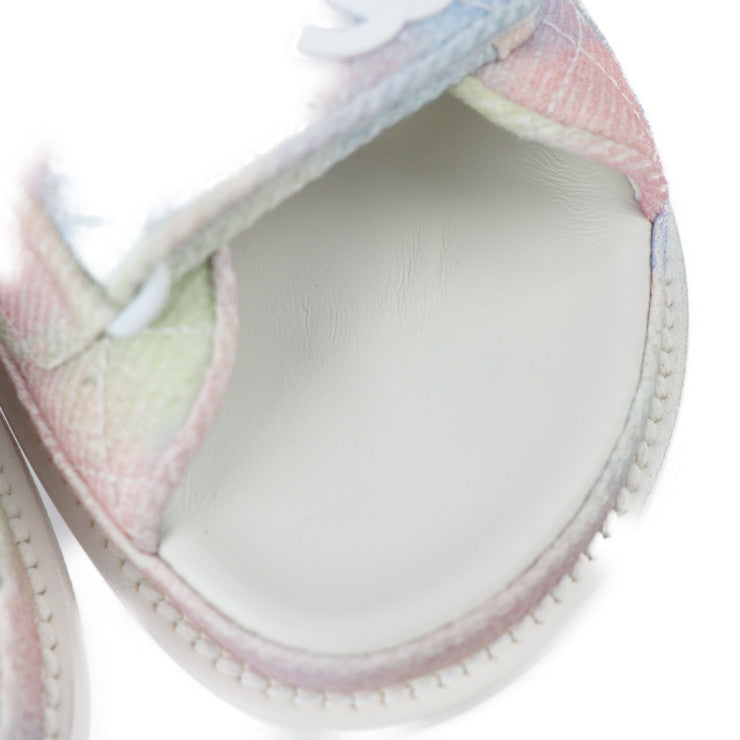 超美品 CHANEL シャネル ココマーク フットベッド スポーツサンダル マトラッセ サンダル G35927/X56389/K3815 表記サイズ 39C ファブリック レザー グリーン ピンク ブルー パステルカラー ホワイト系 参考サイズ約25cm