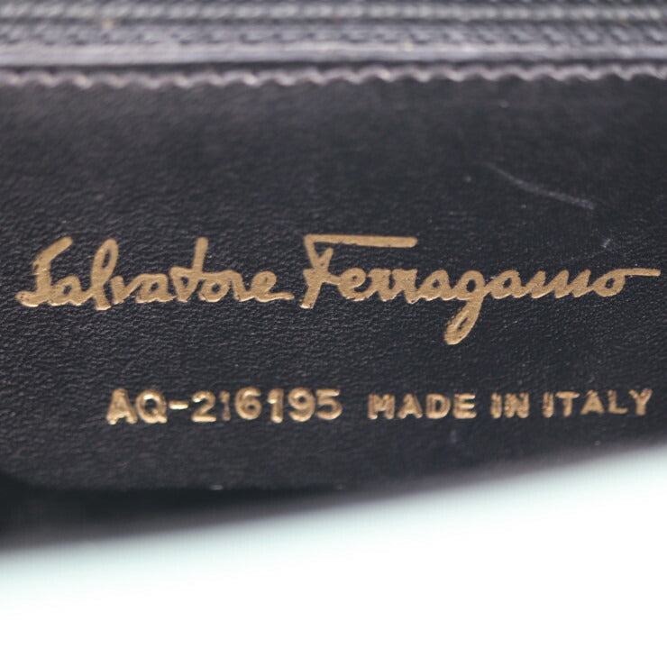 美品 Salvatore Ferragamo サルヴァトーレ フェラガモ ガンチーニ ショルダーバッグ 216195 クロコ型押しレザー グリーン系