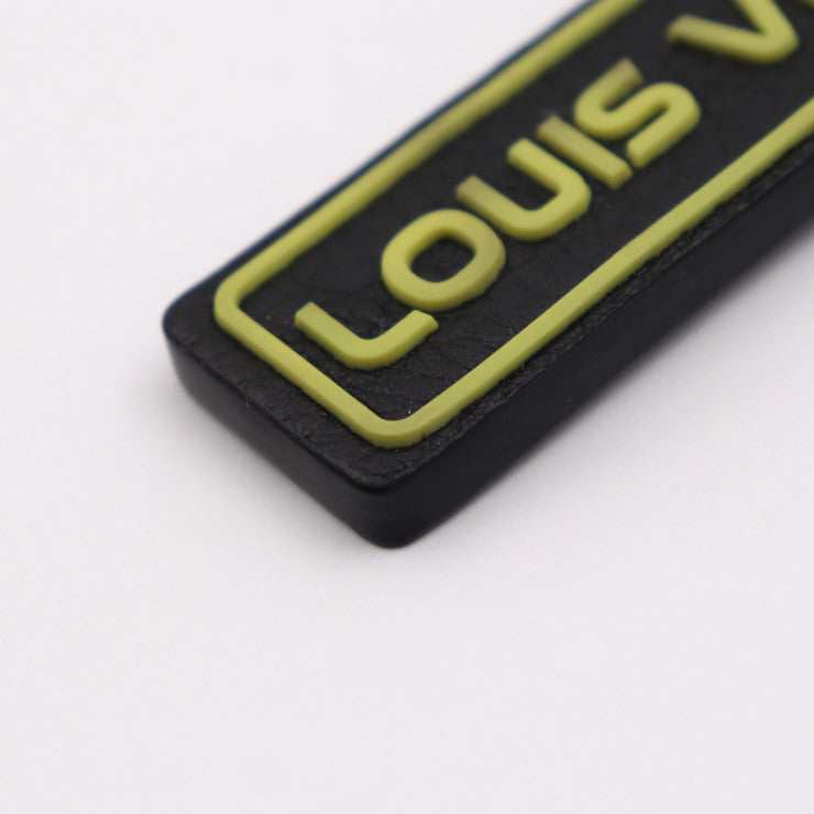 Beautiful LOUIS VUITTON Louis Vuitton Porte Cle Tab Keychain MP2211 Taurillon Leather Black Yellow Silver Hardware Keyring Bag Charm Vuitton