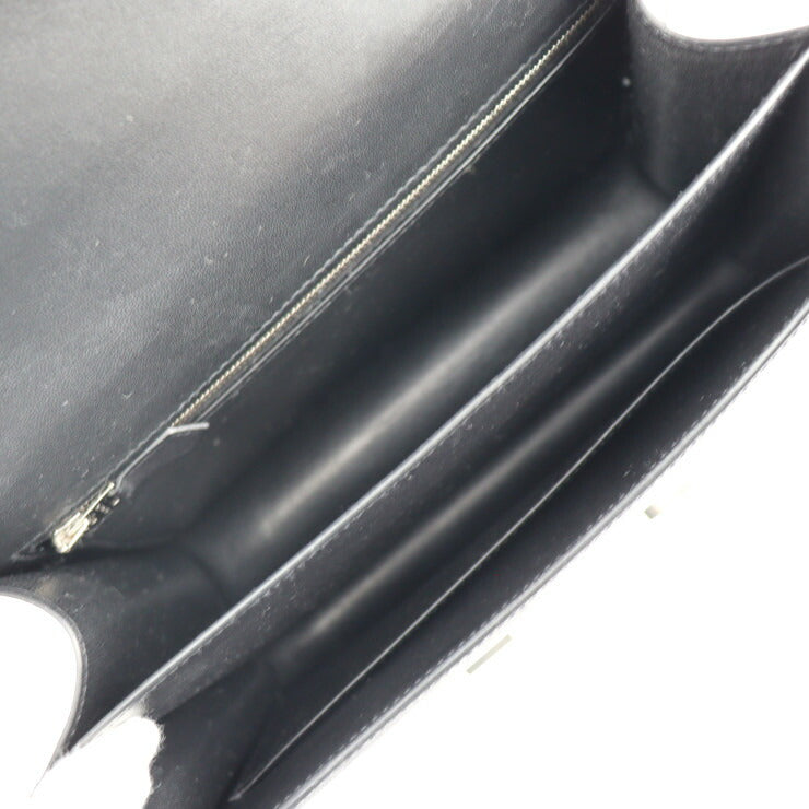 超美品 HERMES エルメス コンスタンス 24 ショルダーバッグ - ヴォーエプソン リザード ブラック ベージュ シルバー金具 Y刻印