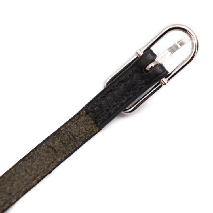 美品 HERMES エルメス アピ1 ロング ブレスレット レザー ブラック シルバー金具 3重