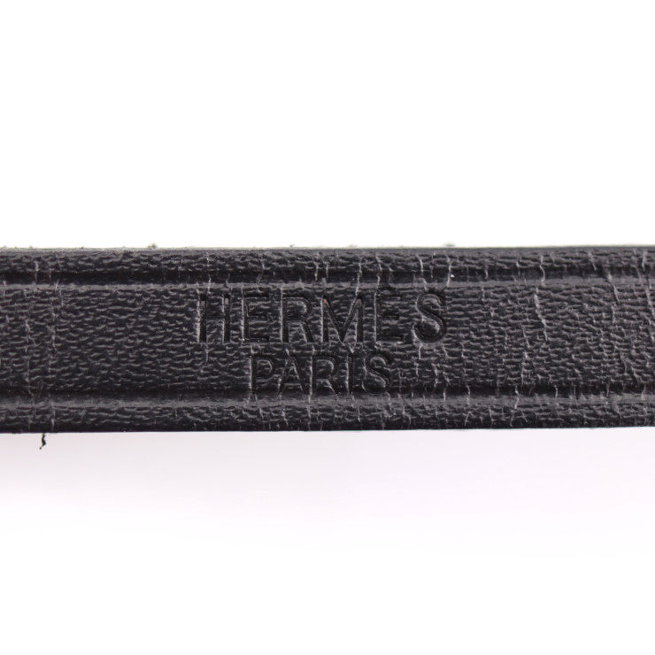 美品 HERMES エルメス アピ1 ロング ブレスレット レザー ブラック シルバー金具 3重