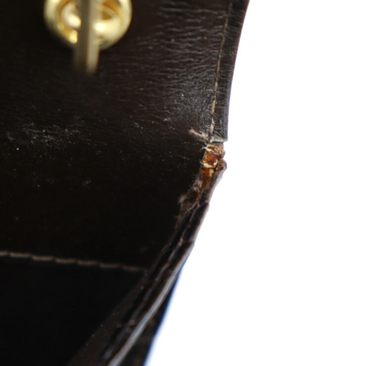 LOEWE ロエベ バッグ ショルダーバッグ - クロコダイル ブラウン ゴールド金具 2WAY クラッチバッグ チェーンショルダー