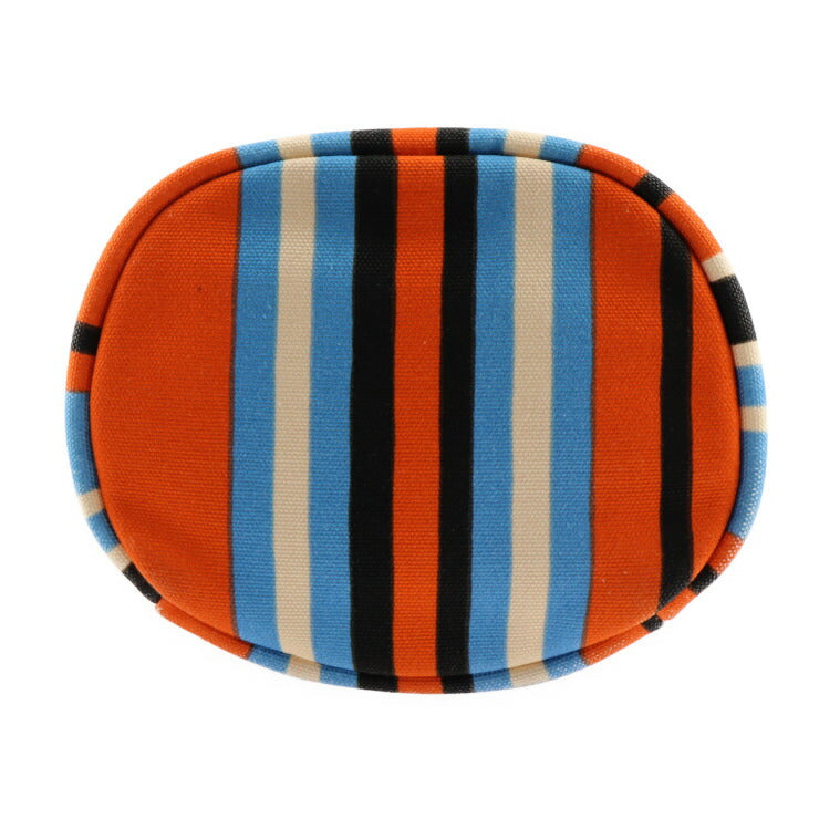 美品 PRADA プラダ トライアングルロゴ ショルダーバッグ 2VH147 キャンバス レザー オレンジ×ブルー×アイボリー×ブラック シルバー金具 ポーチ付き ポシェット ストライプ 三角ロゴプレート