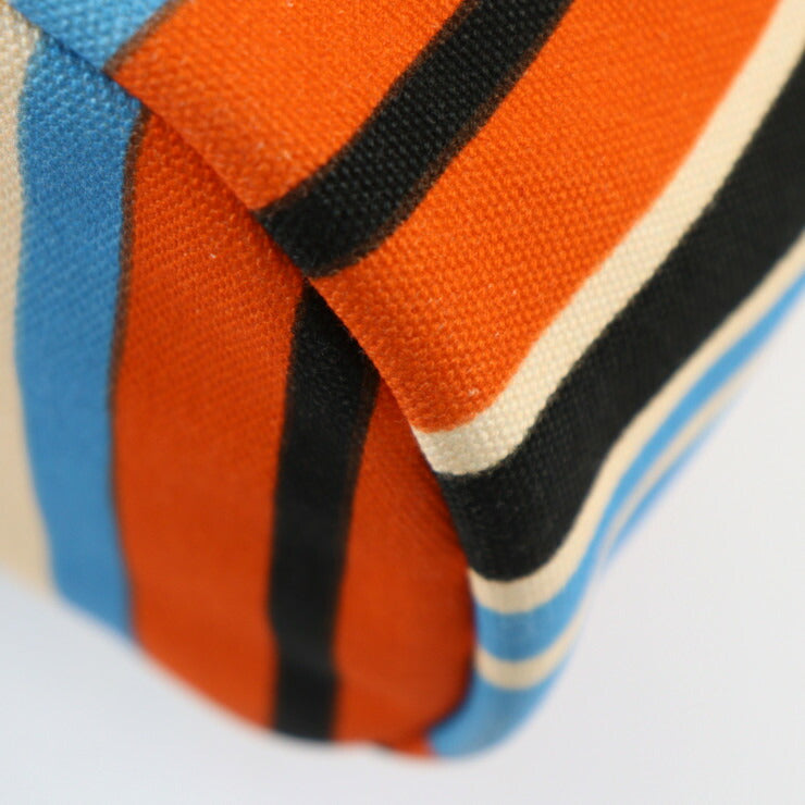 美品 PRADA プラダ トライアングルロゴ ショルダーバッグ 2VH147 キャンバス レザー オレンジ×ブルー×アイボリー×ブラック シルバー金具 ポーチ付き ポシェット ストライプ 三角ロゴプレート