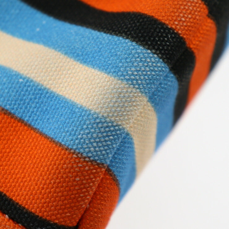 美品 PRADA プラダ トライアングルロゴ ショルダーバッグ 2VH147 キャンバス レザー オレンジ×ブルー×アイボリー×ブラック シルバー金具 ポーチ付き ポシェット ストライプ 三角ロゴプレート