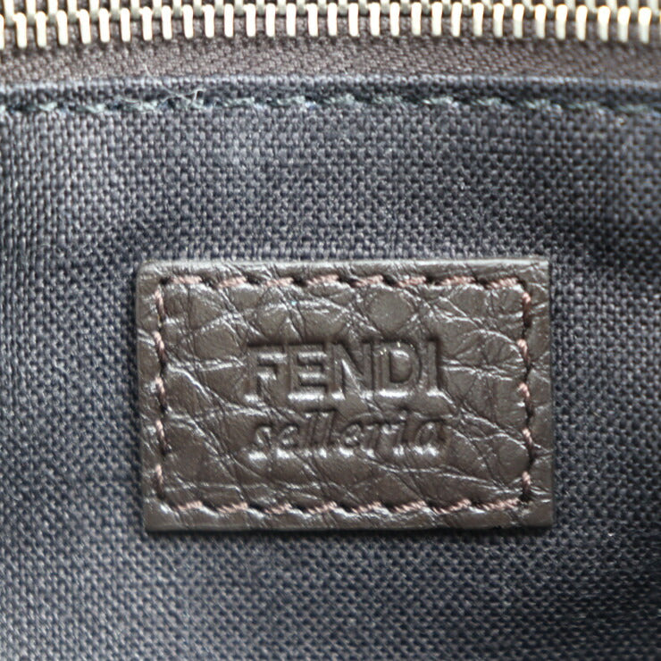 美品 FENDI フェンディ バグズアイ セレリア セカンドバッグ 7VA350 レザー ダークブラウン シルバー金具 クラッチバッグ ポーチ モンスター