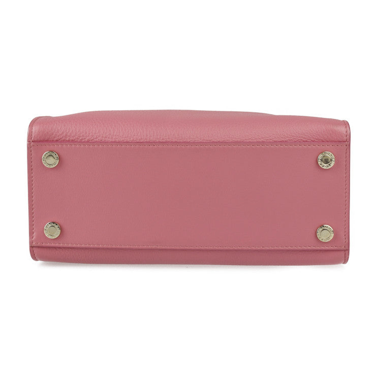 美品 BVLGARI ブルガリ ロゴ トート スモール ハンドバッグ 291221 カーフレザー ピンク系 ゴールド金具 2WAY ショルダーバッグ