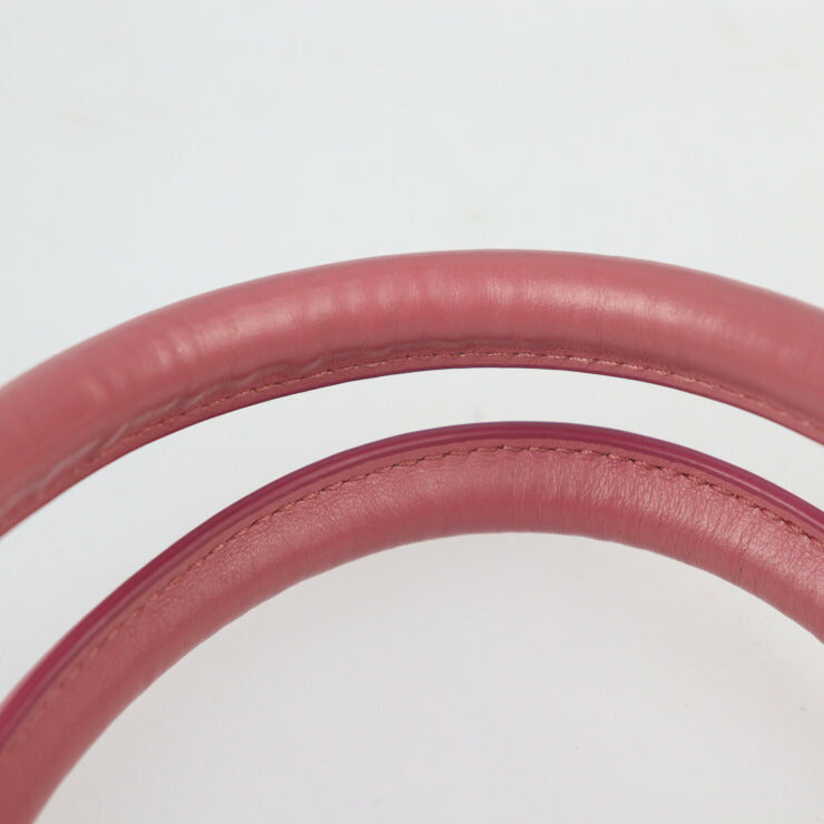 美品 BVLGARI ブルガリ ロゴ トート スモール ハンドバッグ 291221 カーフレザー ピンク系 ゴールド金具 2WAY ショルダーバッグ