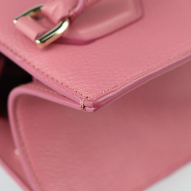 美品 BVLGARI ブルガリ ロゴ トート スモール ハンドバッグ 291221 カーフレザー ピンク系 ゴールド金具 2WAY ショルダーバッグ