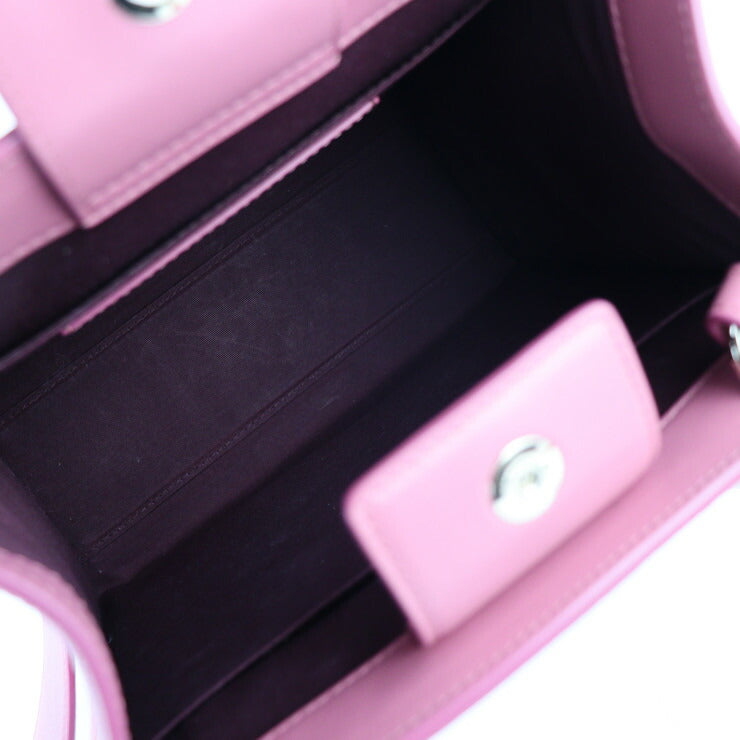 美品 BVLGARI ブルガリ ロゴ トート スモール ハンドバッグ 291221 カーフレザー ピンク系 ゴールド金具 2WAY ショルダーバッグ