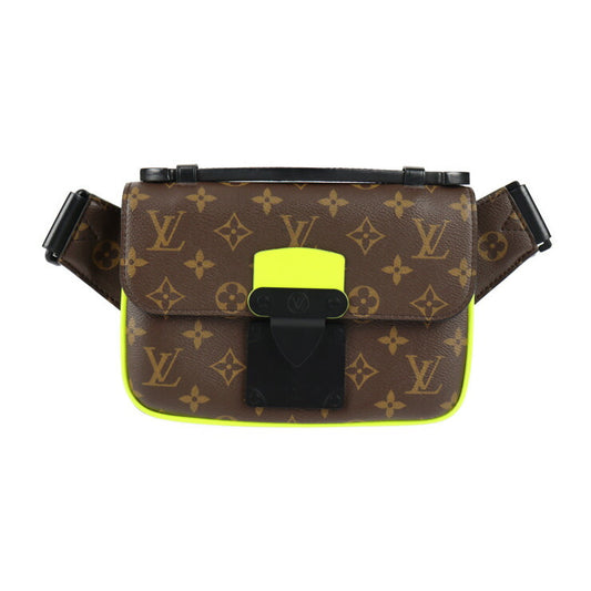 美品 LOUIS VUITTON ルイ ヴィトン Sロック スリングバック モノグラム ウエストバッグ M45864 PVC レザー ブラウン ネオンイエロー ブラック ボディバッグ ベルトバッグ ビトン