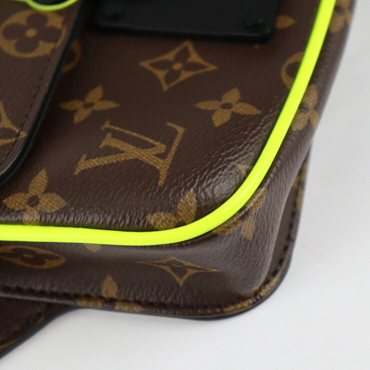 美品 LOUIS VUITTON ルイ ヴィトン Sロック スリングバック モノグラム ウエストバッグ M45864 PVC レザー ブラウン ネオンイエロー ブラック ボディバッグ ベルトバッグ ビトン