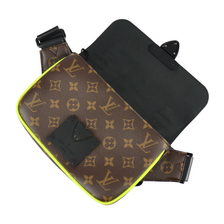 美品 LOUIS VUITTON ルイ ヴィトン Sロック スリングバック モノグラム ウエストバッグ M45864 PVC レザー ブラウン ネオンイエロー ブラック ボディバッグ ベルトバッグ ビトン