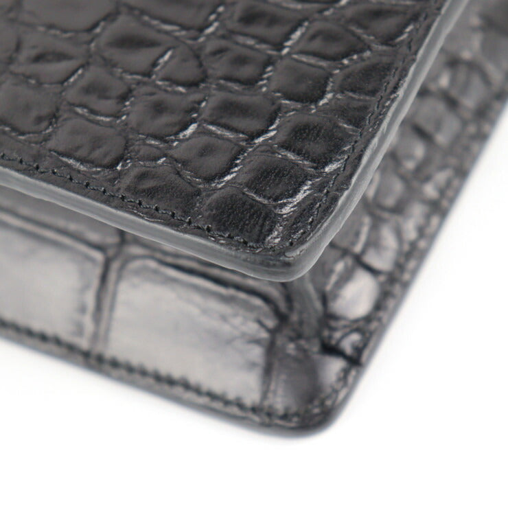 美品 CELINE セリーヌ カータブル ビジネスバッグ - クロコ型押しレザー ブラック シルバー金具 2WAY ブリーフケース ハンドバッグ ショルダーバッグ フラップ