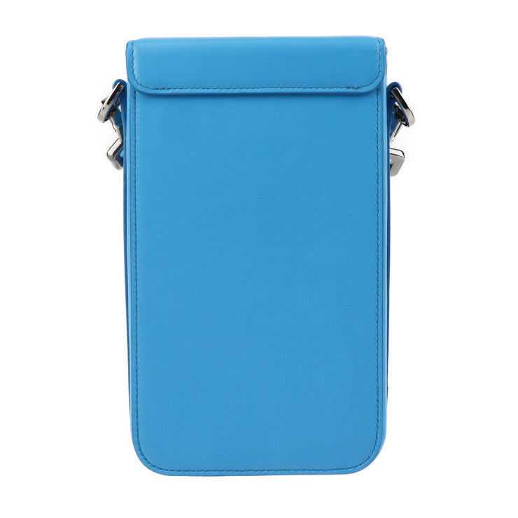 超美品 Dior ディオール ロック バーティカルポーチ ショルダーバッグ 2LXCA345UCL レザー ブルー シルバー金具 ポシェット フラップ