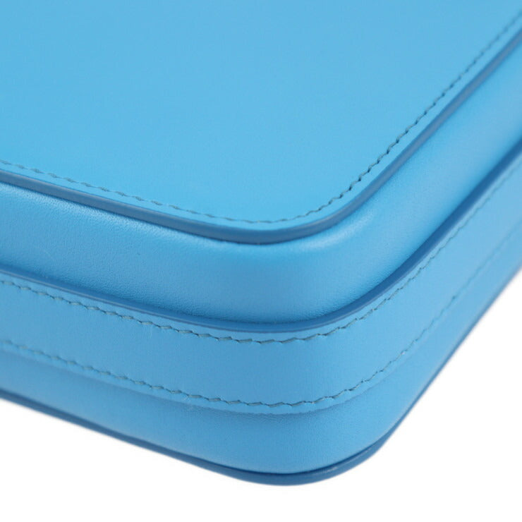 超美品 Dior ディオール ロック バーティカルポーチ ショルダーバッグ 2LXCA345UCL レザー ブルー シルバー金具 ポシェット フラップ