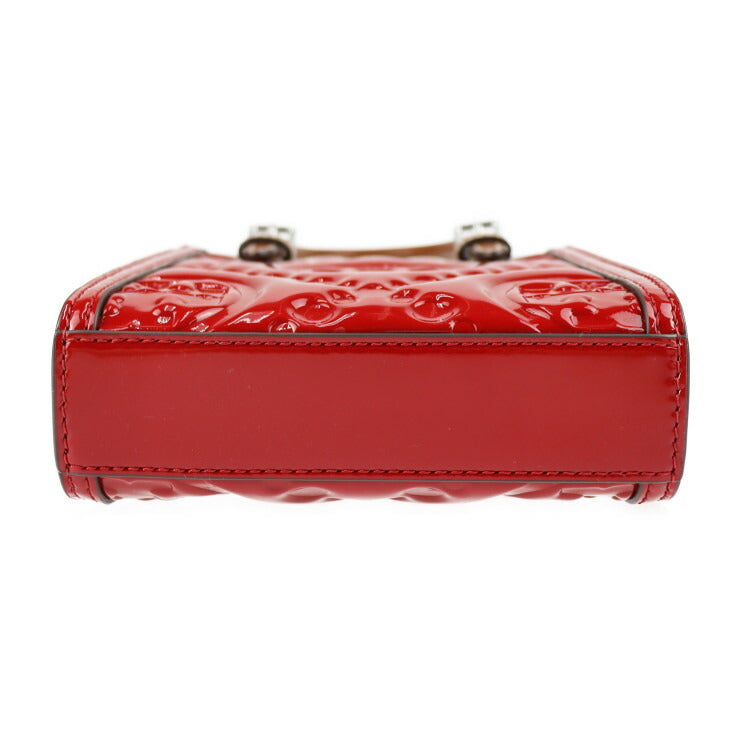 超美品 Tory Burch トリーバーチ 2WAY ミニ トート ハンドバッグ - パテントレザー レッド系 ブラウン シルバー金具 ショルダーバッグ Tモノグラム