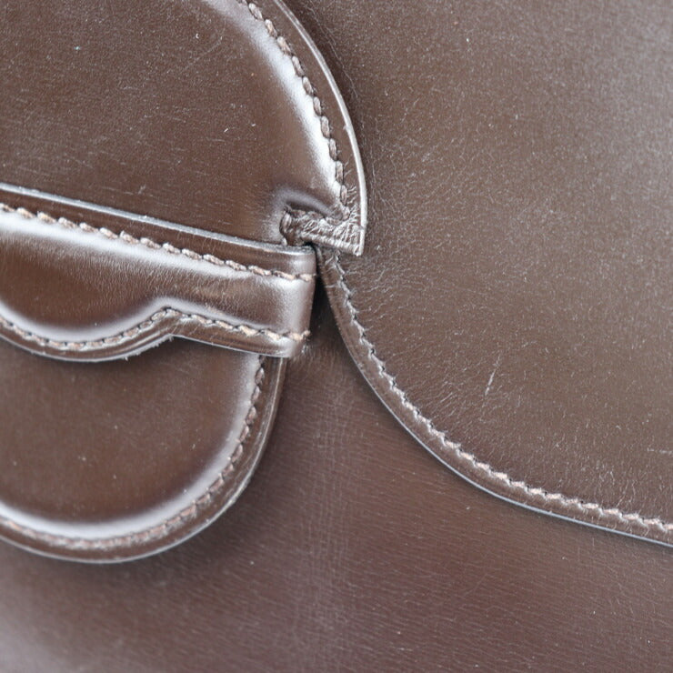 HERMES エルメス ファコ GM 35 クラッチバッグ - ボックスカーフ ダークブラウン系 セカンドバッグ 書類鞄 〇O刻印