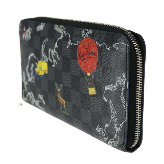 LOUIS VUITTON ルイ ヴィトン ジッピーオーガナイザーNM ダミエグラフィット 長財布 N40204 PVC レザー ブラック×グレー マルチカラー シルバー金具 ラウンドファスナー ビトン プリント