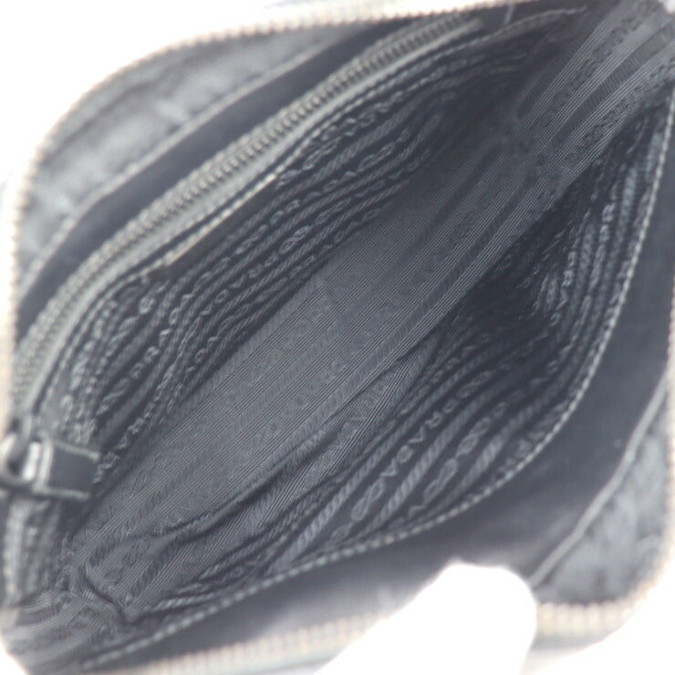 美品 PRADA プラダ トライアングルロゴ ショルダーバッグ 2VH063 サフィアーノレザー ブラック ゴールド系 リストレット 2WAY セカンドバッグ クラッチバッグ 三角ロゴプレート