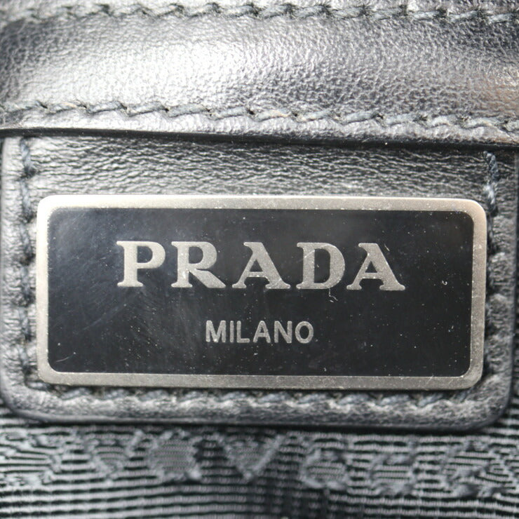 美品 PRADA プラダ トライアングルロゴ ショルダーバッグ 2VH063 サフィアーノレザー ブラック ゴールド系 リストレット 2WAY セカンドバッグ クラッチバッグ 三角ロゴプレート